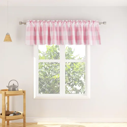 Vista 126 de Cenefas de cortina para ventana de 16 pulgadas de largo, 2 paneles de cuadros búfalo, cortinas pequeñas con bolsillo para barra, estilo clásico