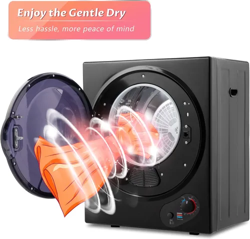 Vista 7 de Secadora de ropa portátil, 120 V/850 W, sensor de humedad inteligente, panel de control LCD, calefacción, secadora de ropa con tambor de acero