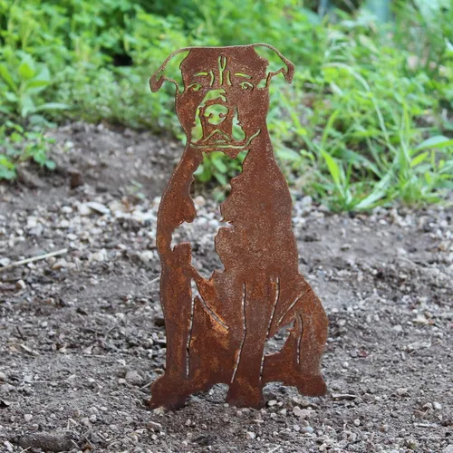 Vista 5 de Corten Steel Staffordshire Bull Terrier - Estaca para perro (tamaño grande)