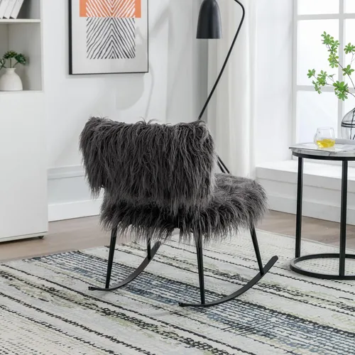 Vista 5 de KEVINSPACE Mecedora moderna, moderna silla ligera tapizada para cuarto de bebé, silla mecedora para guardería, cómoda silla de acento cargada