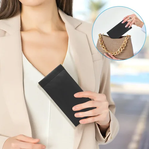 Vista 7 de Sightor Funda para lentes de sol, 2 piezas de fundas suaves para gafas para mujer, portátil, de cuero, con parte superior apretada