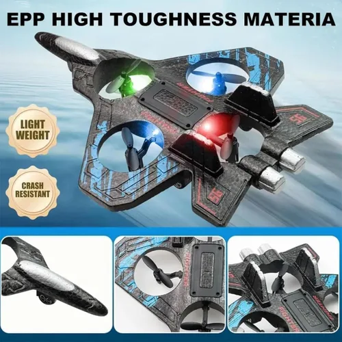 Vista 2 de Nuevo juguete RC Stunt Fighter Jet 2026 para niños con giros de 360° y luces LED, avión de control remoto de espuma, avión RC para niños y adultos