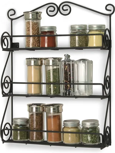 Vista 6 de FitWell - Estante de especias de pared con desplazamiento de 3 niveles, gabinete de especias tradicional y cocina, organizador de belleza y esmalte