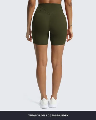 Vista 3 de Aoxjox Trinity - Shorts de ciclismo para mujer, control de abdomen, cintura alta, para ejercicio, gimnasio, correr, yoga, de 6 pulgadas