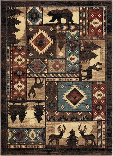 Vista 10 de Home Dynamix Buffalo Bear - Alfombra rectangular de 1 pies 10 pulgadas x 6 pies 10 pulgadas, marrón/rojo