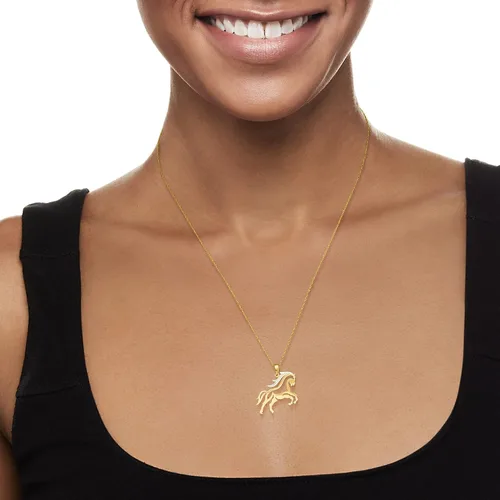 Vista 2 de Ross-Simons Diamond-Accented Horse Necklace in 14kt 2-Tone Gold