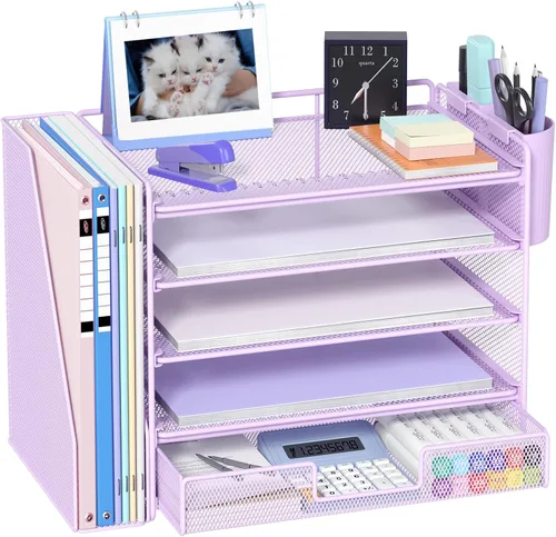 Vista 17 de OPNICE - Organizadores de escritorio y accesorios, para espacio de trabajo, suministros de oficina, organizador de archivos con 2 soportes para Negro