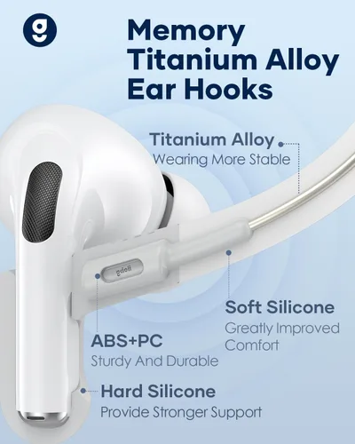 Vista 2 de Gcioii Ganchos para orejas de aleación de titanio con memoria para AirPods Pro 3, AirPods Pro 2, AirPods Pro y AirPods 3, accesorios deportivos