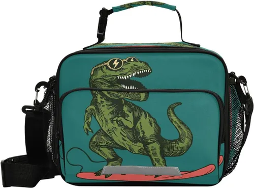 Vista 11 de Fiambrera aislada, suave, bolsa de almuerzo con estampado de leopardo para oficina, trabajo, escuela, picnic, playa