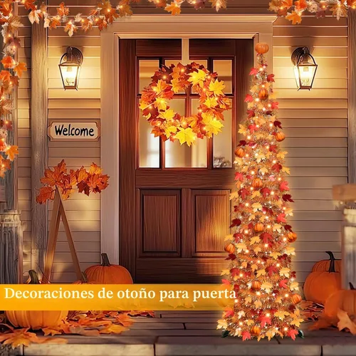 Vista 7 de Árbol de otoño de 5 pies, árbol de arces de oropel con 50 luces blancas