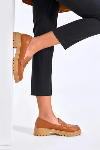 Vista 2 de Mocasines de plataforma para mujer, cómodos, de tacón grueso, sin cordones, punta redonda, para negocios, trabajo