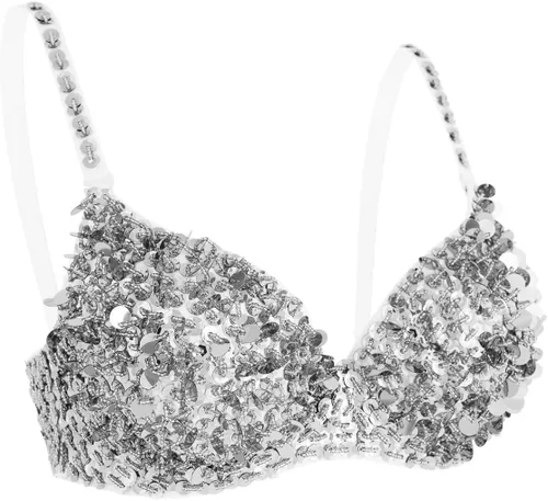 Vista 2 de Brasier brillante con purpurina para mujer, disfraz de baile para carnaval, festival, fiesta, club, ropa de club