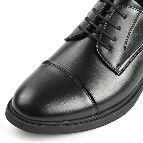 Vista 4 de SDONY Zapatos para hombre, zapatos clásicos de vestir de negocios, cómodos zapatos formales de boda, zapatos Oxford de trabajo antideslizantes a