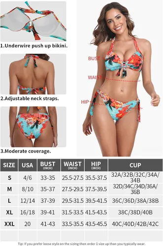 Vista 6 de Conjunto de bikini de dos piezas para mujer, traje de baño de 2 piezas ajustable