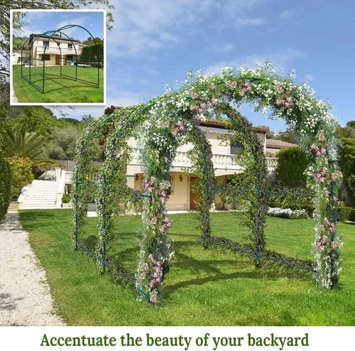 Vista 6 de YardGrow Greenhouse Frames for Larger Hot Garden House Support Arch Frame Climbing Plants/Flowers/Vegetables Outdoor (8.2x7x7.2 FT)