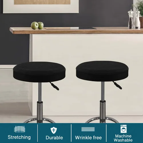 Vista 2 de Turquoize Paquete de 2 Fundas para Taburetes de Bar Fundas Redondas para Taburetes con Bandas Elásticas Fundas de Asiento de Taburete de Bar Funda