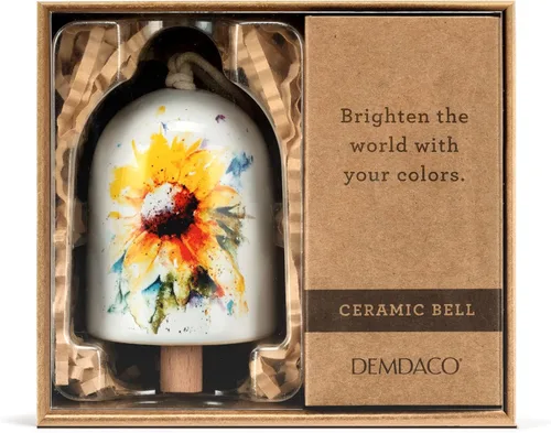 Vista 5 de DEMDACO Acuarela Amarillo Girasol 6 x 2.5 Gres Colgante Mini Inspirado Adorno Campana