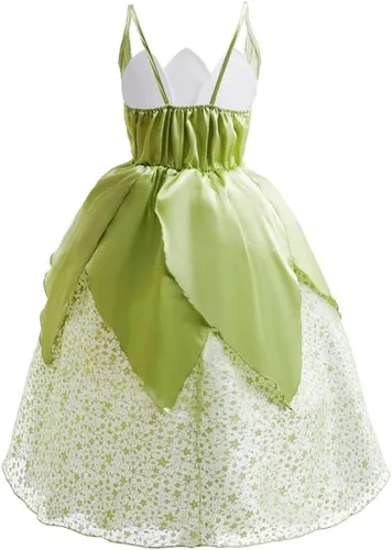 Vista 2 de Dressy Daisy Disfraz de princesa de rana para niñas pequeñas, disfraz de Halloween con accesorios, verde