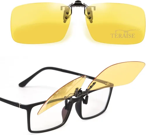 Vista 10 de TERAISE Night driving glasses, Clip on Sunglasses Over Prescription Glasses 2 piezas amarillo+amarillo