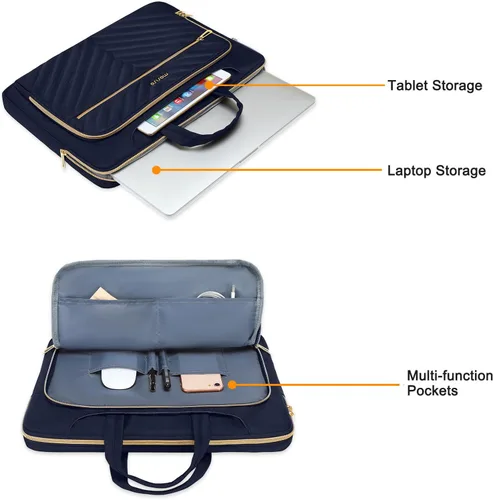 Vista 3 de MOSISO 360 Protective Laptop Bag, Computer Bags, Laptop Messenger Bag with Trolley Sleeve&Pockets