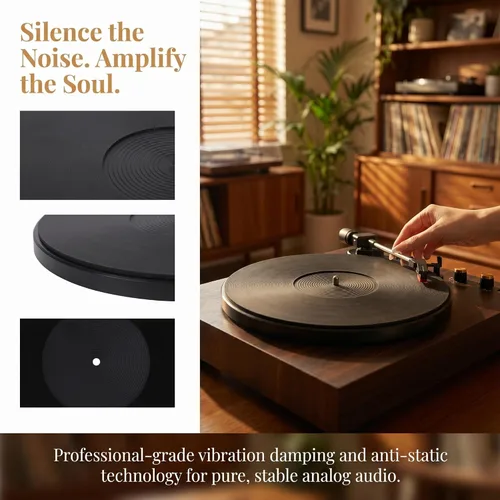 Vista 5 de Alfombrilla acrílica para tocadiscos Slipmat para discos: Alfombrillas deslizantes de vinilo para plato de 12 pulgadas, accesorios para tocadiscos