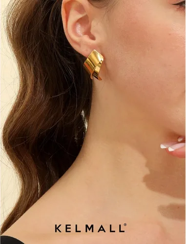 Vista 43 de KELMALL Aretes tipo argolla de oro de 14 quilates para mujer, hipoalergénicos, gruesos, redondos, no se deslustra, para orejas sensibles