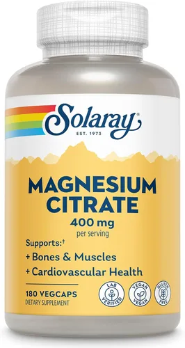 Vista 7 de Solaray Citrato de magnesio 400 mg – Fuerza ósea, recuperación muscular y apoyo a la digestión – Base herbaria – Vegano, verificado en laboratorio