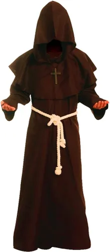 Vista 4 de Capa de hechicero de mago medieval con capucha