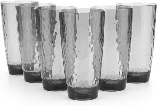 Vista 10 de KOXIN-KARLU Hammered - Vasos de plástico de 26 onzas, juego de 6 vasos acrílicos transparentes