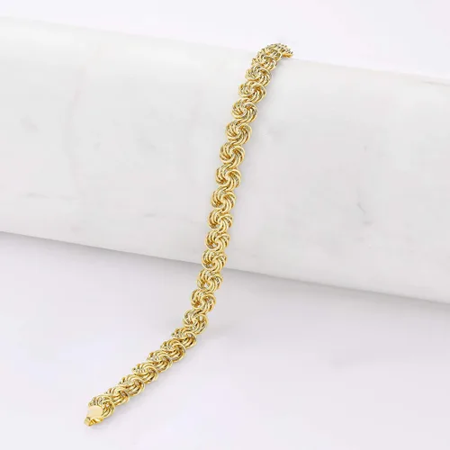 Vista 4 de Ross-Simons 14kt Yellow Gold Rosette-Link Bracelet