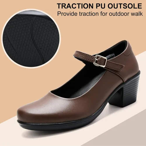 Vista 3 de mznrjoa Zapatos de tacón grueso Mary Jane para mujer