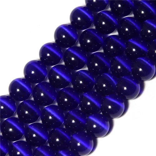 Vista 33 de Cuentas de Ojo de Gato Negro, Redondas de 6 mm, Piedras Preciosas Semipreciosas Sueltas para Fabricación de Joyas (63-66 piezas/cadena)