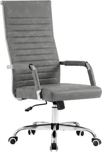 Vista 12 de Furmax Silla de oficina acanalada, respaldo alto, silla ejecutiva de conferencias ejecutiva, silla giratoria ajustable con brazos