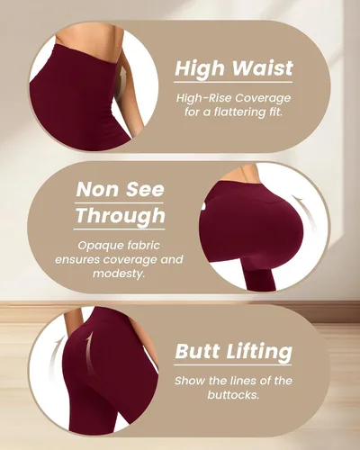 Vista 104 de NexiEpoch - Paquete de 4 leggings suaves para mujer, con bolsillos, control de abdomen y cintura alta, pantalones capri para yoga y ejercicio