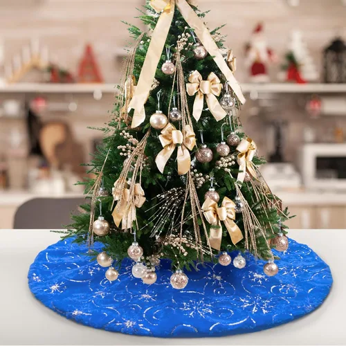 Vista 30 de Falda de árbol de Navidad de felpa negra de 24 pulgadas, pequeña, de piel sintética gruesa, lujosa decoración navideña para Año Nuevo, decoración