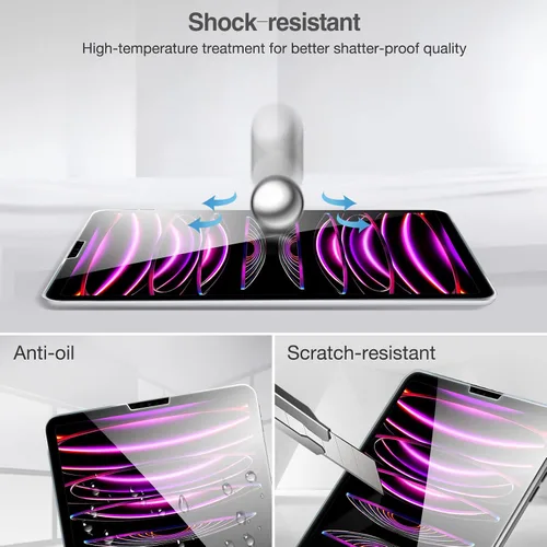 Vista 6 de ProCase Protector de pantalla de vidrio templado para iPad Pro 12.9, 6, 5, 4, 3ª generación 2022, 2021, 2020, 2018, protector de película de vidrio