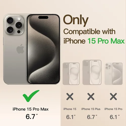 Vista 2 de JETech Funda magnética para iPhone 15 Pro Max de 6.7 pulgadas, protección completa de lente de cámara, compatible con carga inalámbrica MagSafe