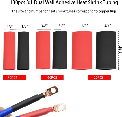 Vista 5 de Herramienta de prensado de terminales de cable con 100 lengüetas de alambre de cobre, kit de herramienta de engaste de cable de batería para AWG