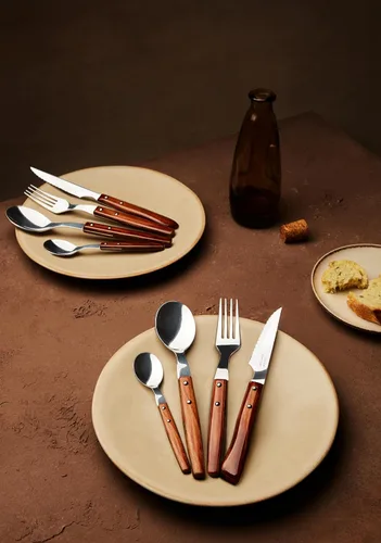 Vista 6 de Arcos Cuchillos de mesa de acero inoxidable, uso diario, hoja de 7.874 in, mango de madera comprimida, serie C, diseño duradero y elegante