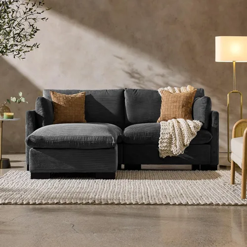 Vista 14 de Best Choice Products Sofá biplaza moderno para sala de estar, sillón reclinable de pana, funda extraíble, cojines de resorte, marco de madera