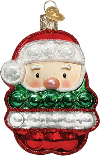 Vista 9 de Old World Christmas - Adorno de Santa tonto pequeño de vidrio soplado para árbol de Navidad, decoración festiva hecha a mano, colección de Santa