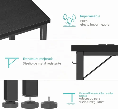 Vista 6 de Lufeiya Escritorio para computadora de 39 pulgadas con toma de corriente, mesa de estudio para adolescentes de 40 pulgadas, escritorio de trabajo