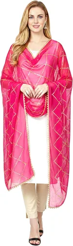 Vista 14 de Chandrakala Dupatta de gasa para mujer, chal bufanda envolvente Chunni (D238-P)