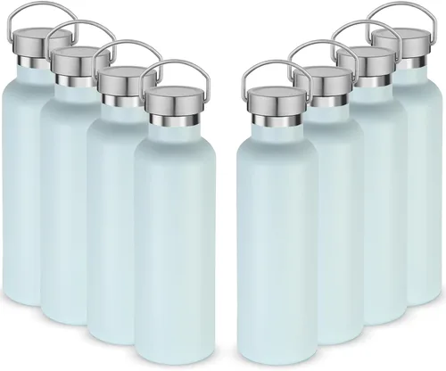Vista 17 de Volhoply 24 onzas Botella de agua aislada con boca estándar con tapa de combinación de plástico y acero inoxidable, botellas de agua de 304 18/8