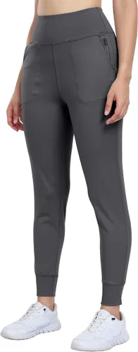 Vista 2 de WHOUARE Pantalones deportivos para mujer, leggings deportivos de entrenamiento con bolsillos, cintura alta, pantalones de yoga para gimnasio, correr