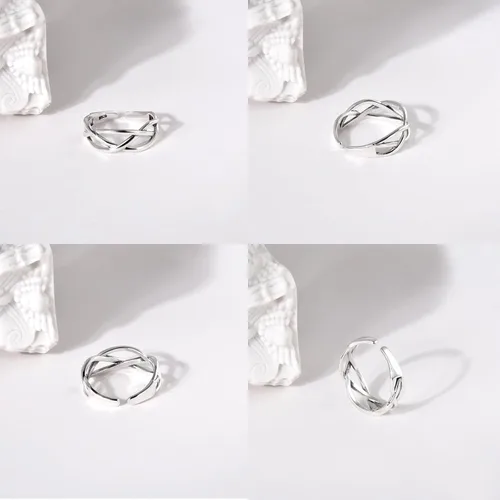 Vista 31 de CANDYFANCY Anillo de nudo celta de plata de ley 925 abierto para el dedo medio nudillo para mujer, tamaño ajustable 4-7