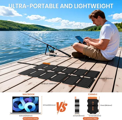 Vista 5 de FlexSolar Cargador de panel solar ultra portátil y ligero de 36 W