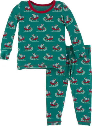 Vista 134 de KicKee Pants Conjunto de pijama de manga larga con estampado de piezas 90's Plaid