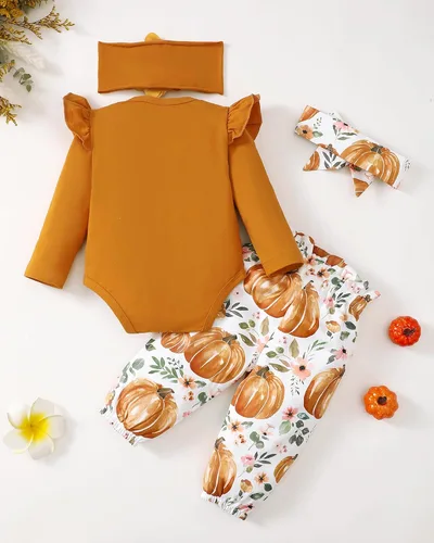 Vista 97 de SUNNY PIGGY Ropa para bebé recién nacida, con volantes, mameluco de algodón floral, conjunto de pantalones de algodón para niñas