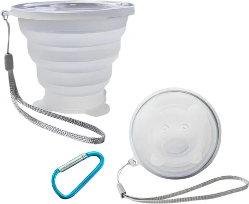 Vista 8 de Taza plegable de silicona plegable – Taza ligera y expandible – Taza portátil reutilizable para viajes, camping, senderismo, supervivencia, picnic